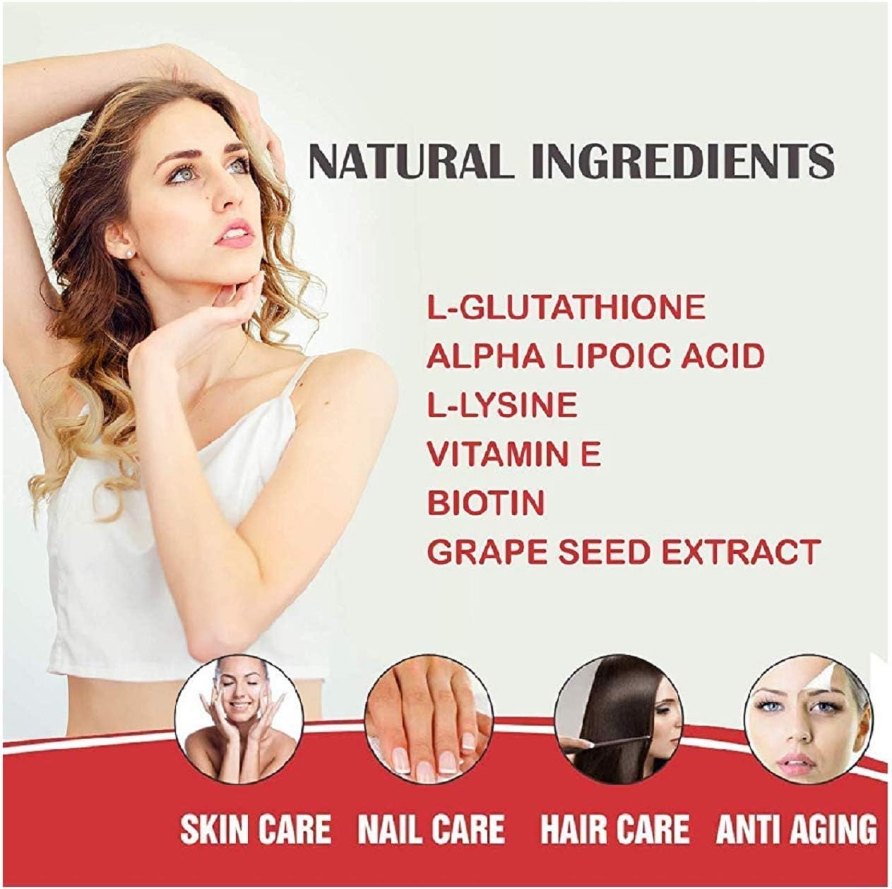 GLOWSIK L-Glutathione Skin Supplement with Vitamin C & Grape Seed Extract - 60 Capsules