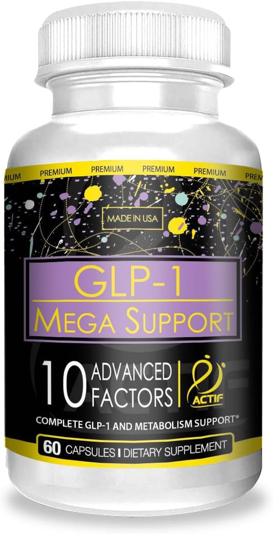 GLP-1 Mega Support Supplement with 10 Advanced Factors, Probiotics, and Metabolism Activation - 60 Count, Non GMO, Made in USA