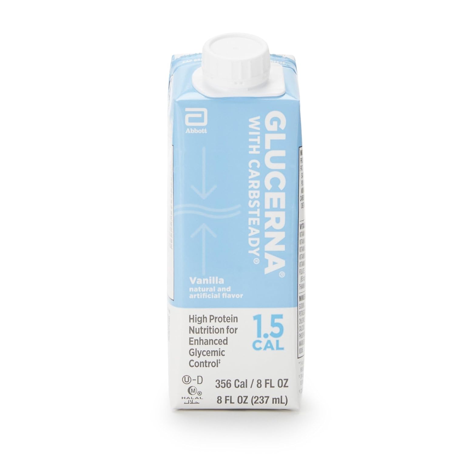 Glucerna 1.5 Cal Nutrition Shake Vanilla Flavor 8oz Recloseable Bottles - Case of 24