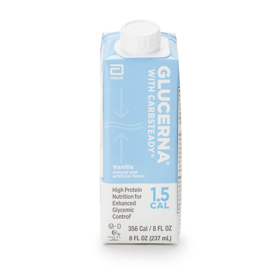 Glucerna 1.5 Cal Nutrition Shake Vanilla Flavor 8oz Recloseable Bottles - Case of 24