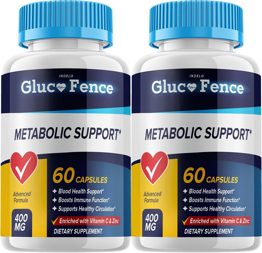 Gluco Fence Metabolic Support Supplement - Advanced Formula Capsules for Glucofence Support (2 Pack - 120 Capsules)