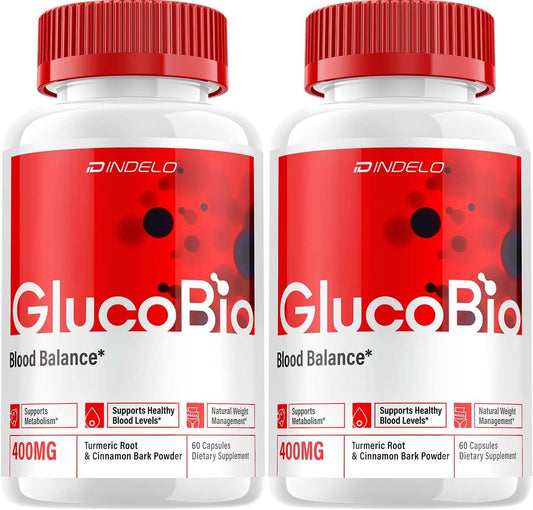 GlucoBio Advanced Supplement Capsules - Natural Formula for Healthy Glucose Levels (2 Pack - 120 Capsules)