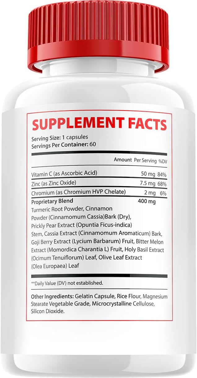 GlucoBio Advanced Vitamin Capsules - Natural Formula for Healthy Glucose Levels - 60 Capsules