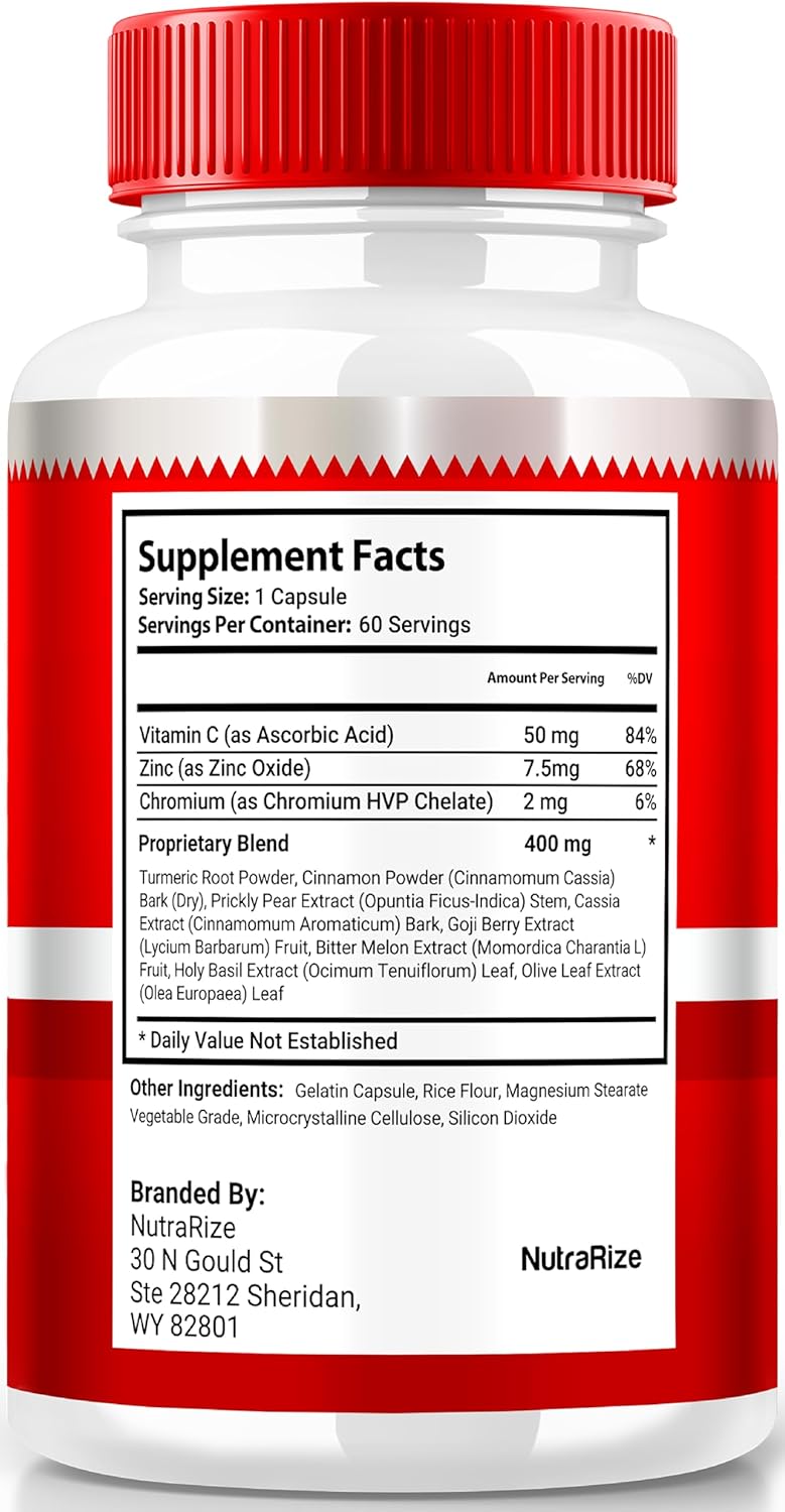 Glucontrol Supplement for Healthy Blood Sugar Levels - Natural Blood Support Formula (60 Capsules)