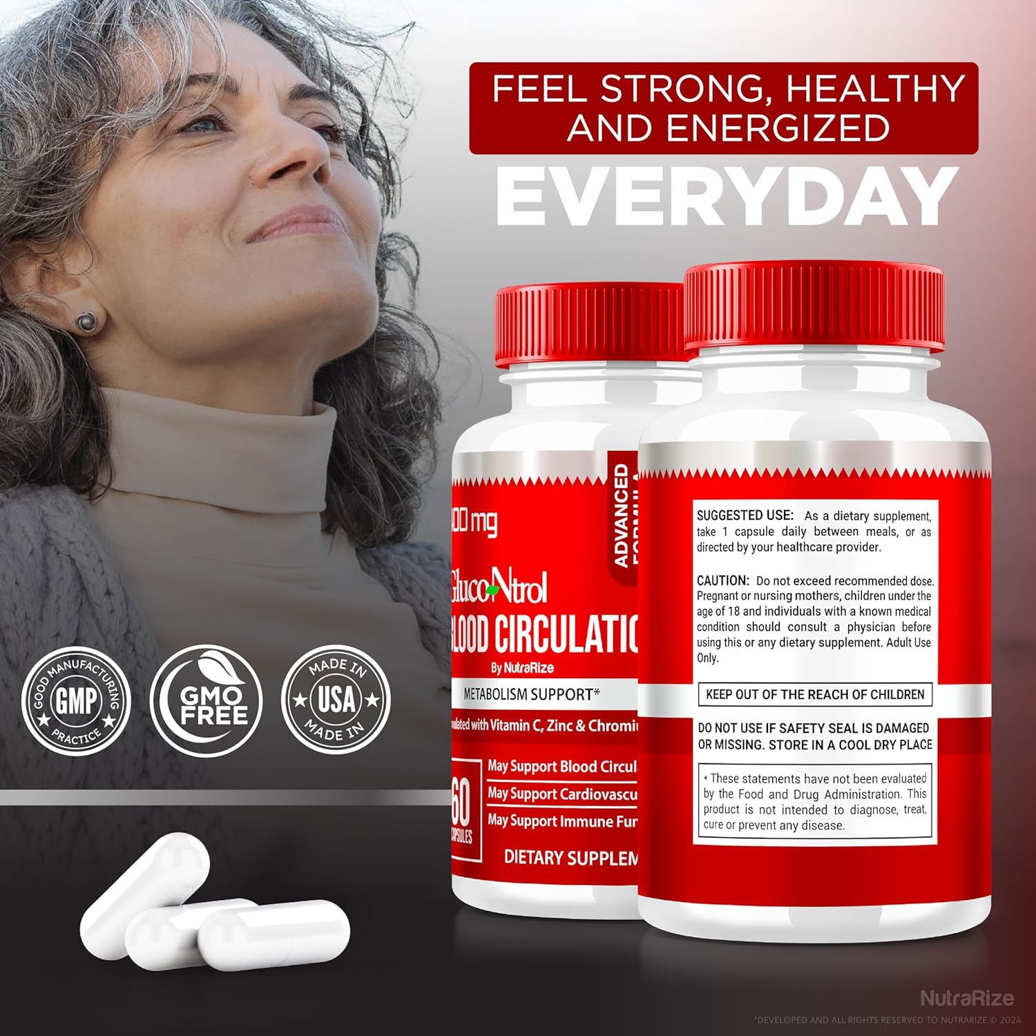 Glucontrol Supplement for Healthy Blood Sugar Levels - Natural Blood Support Formula (60 Capsules)