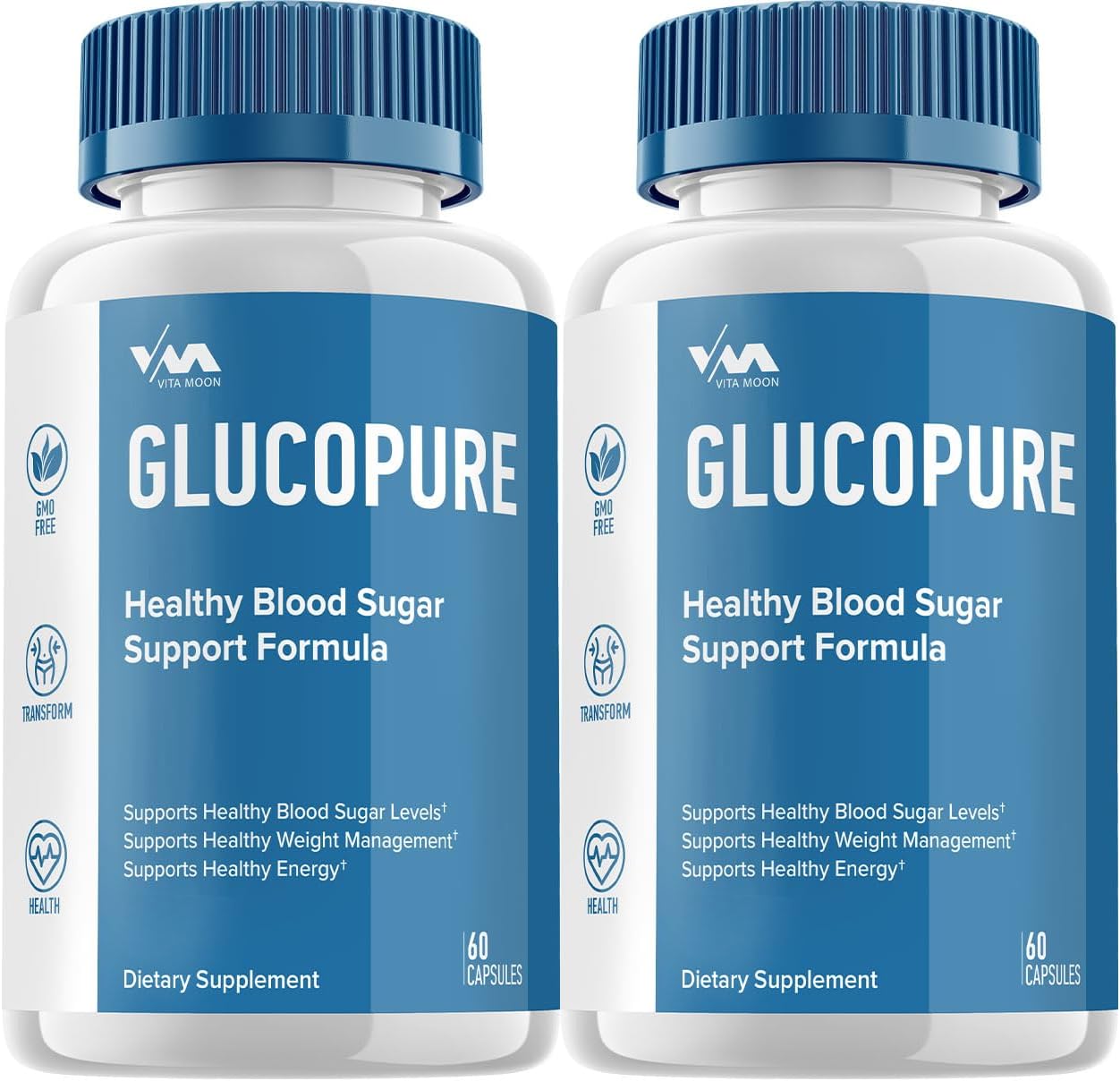 GlucoPure Maximum Strength Supplement (2 Pack) - Advanced Healthy Vitamin Support Formula, 120 Capsules - Vitamoon Gluco Pure Reviews