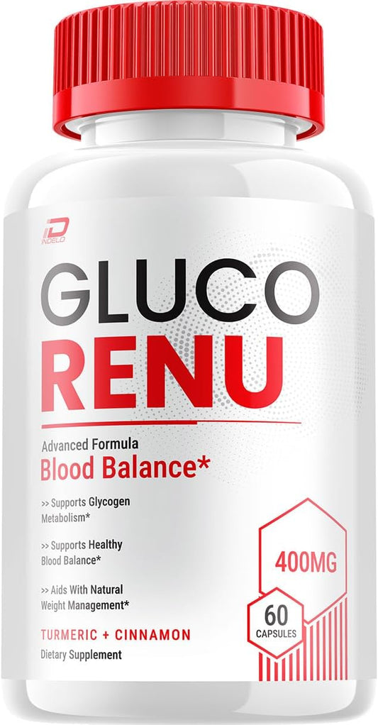 GlucoRenu Advanced Supplement Capsules - Natural Formula for Healthy Glucose Levels, Maximum Strength (1 Pack - 60 Capsules)