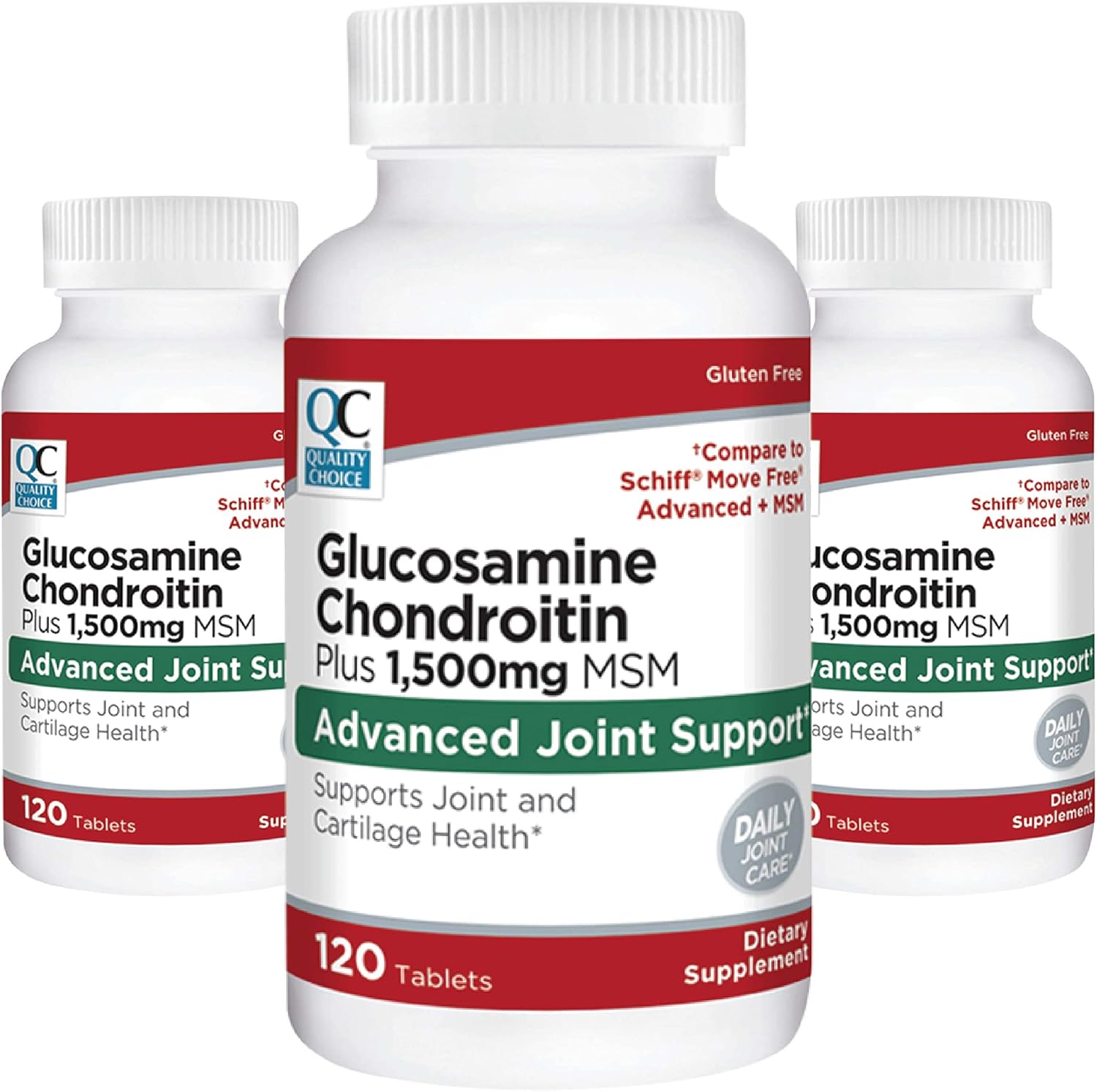 Glucosamine 1500 mg with Chondroitin and MSM Dietary Supplement for Joint and Cartilage Health - 120 Tablets (3 Pack)