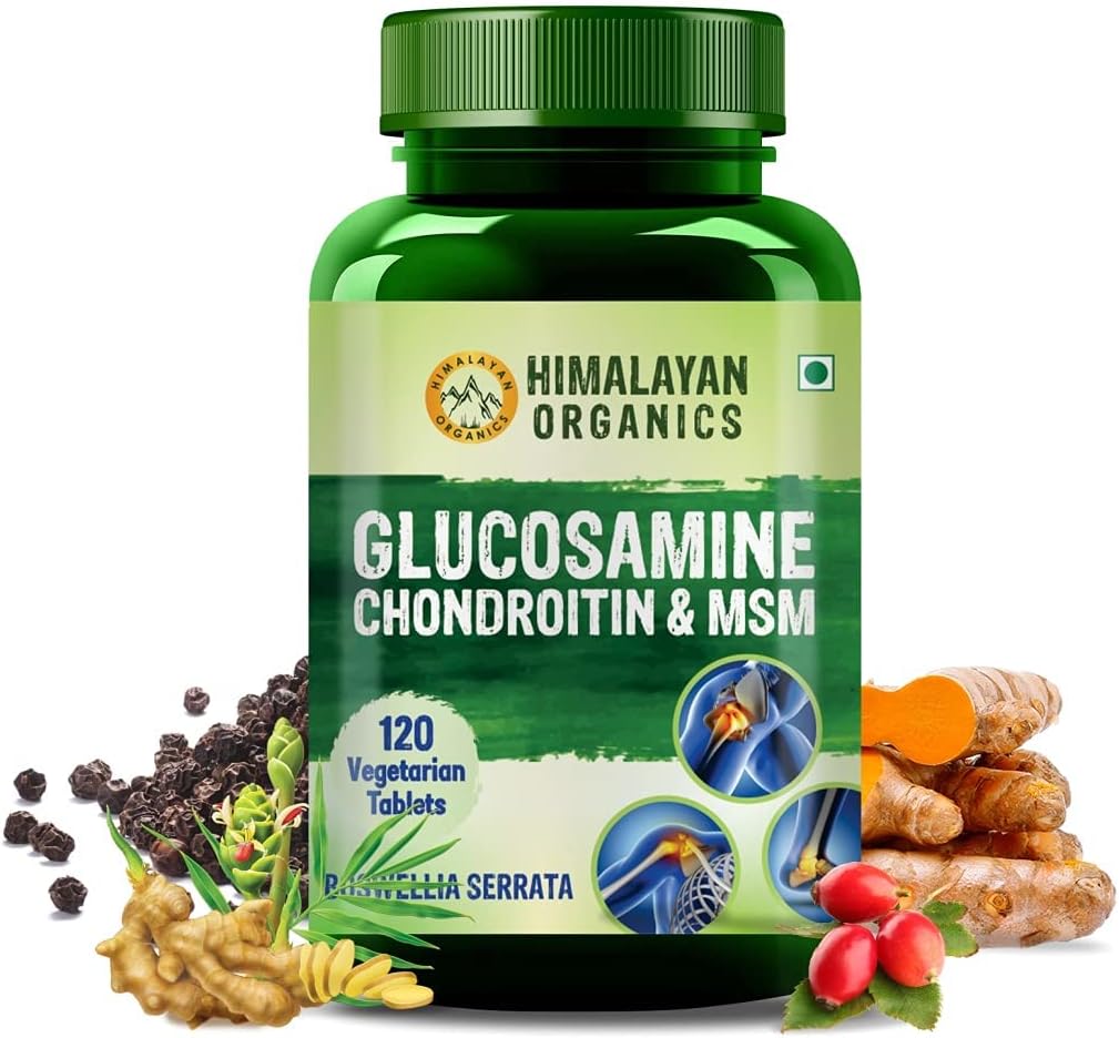 Glucosamine Chondroitin MSM with Boswellia Tablets | Bone, Joint, and Cartilage Support | Relieves Pain and Stiffness | 120 Vegetarian Tablets
