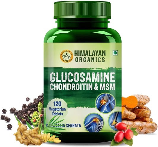 Glucosamine Chondroitin MSM with Boswellia Tablets | Bone, Joint, and Cartilage Support | Relieves Pain and Stiffness | 120 Vegetarian Tablets