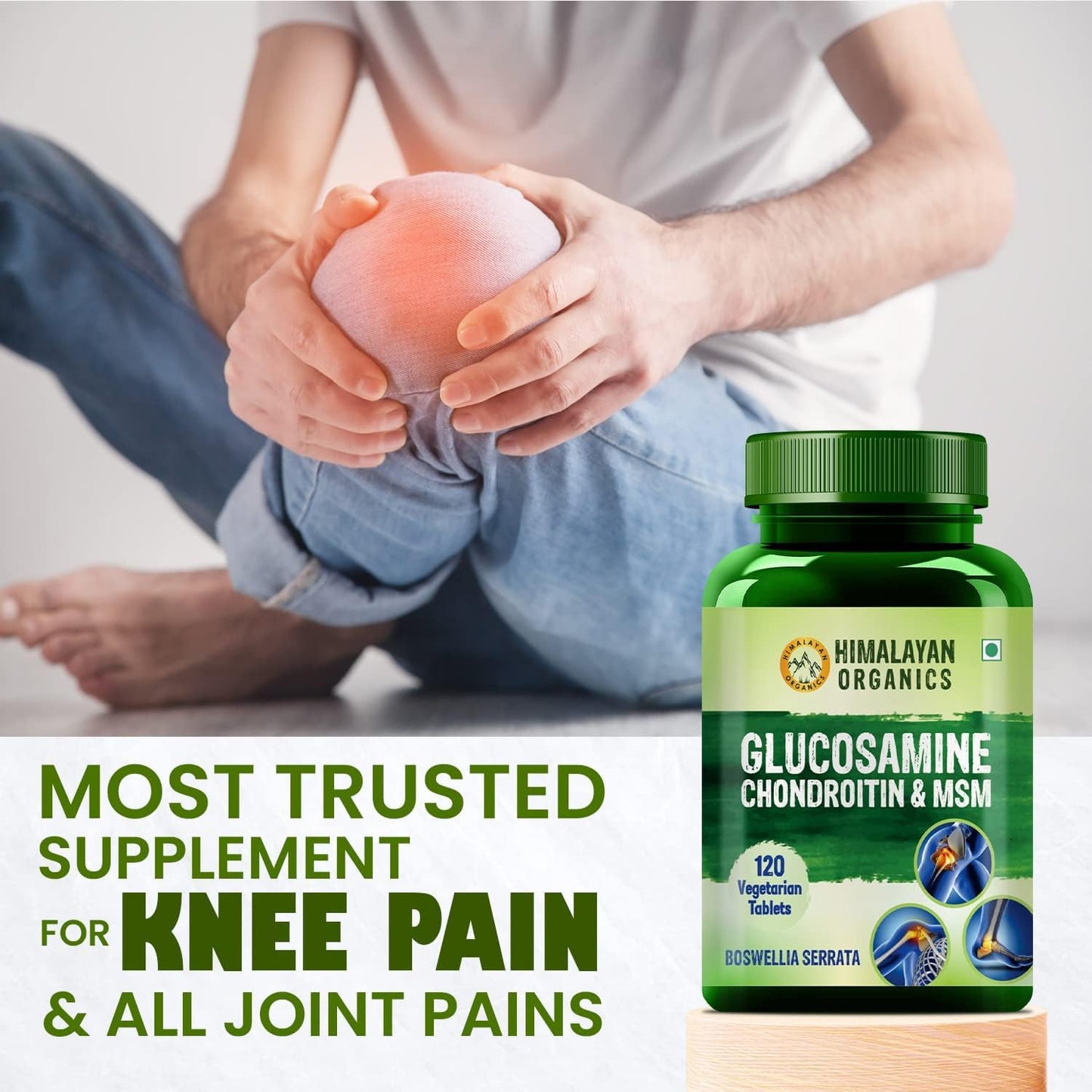 Glucosamine Chondroitin MSM with Boswellia Tablets | Bone, Joint, and Cartilage Support | Relieves Pain and Stiffness | 120 Vegetarian Tablets