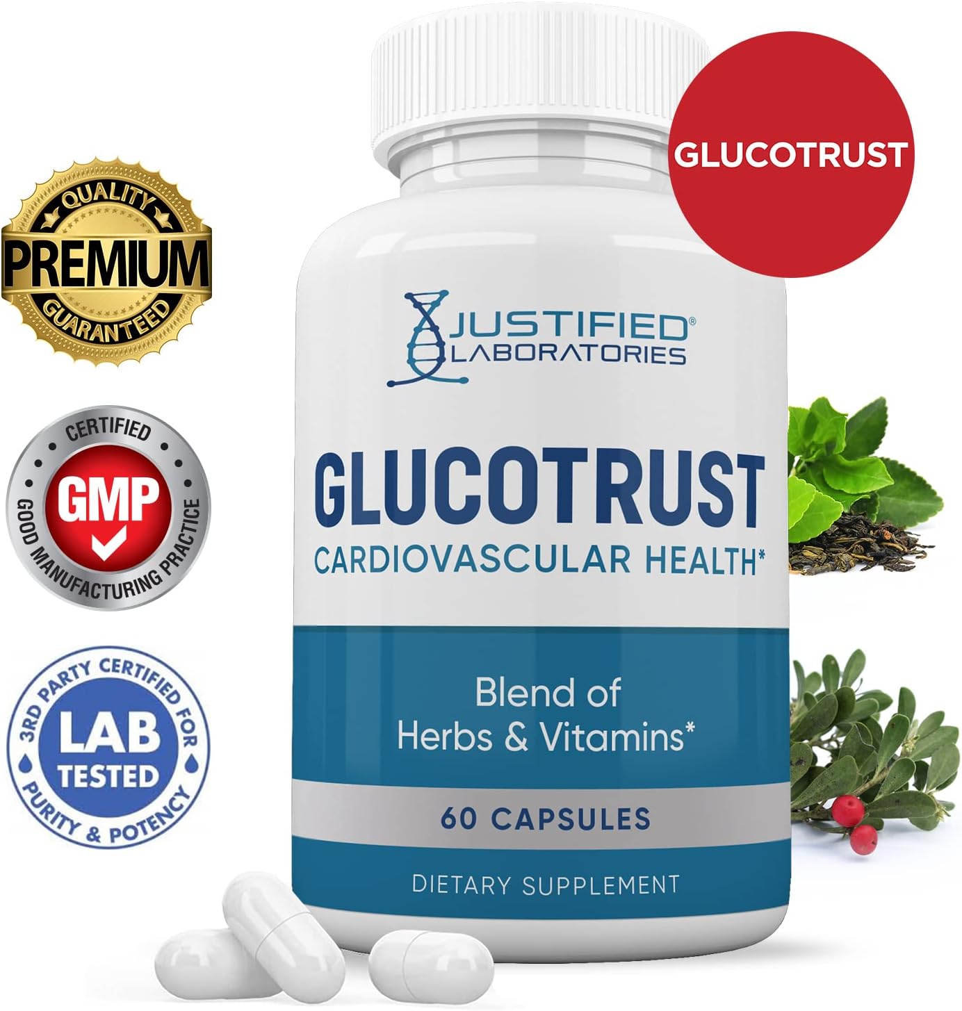 Glucotrust Advanced Formula Supplement Pills 2 Pack - 120 Capsules by Justified Laboratories