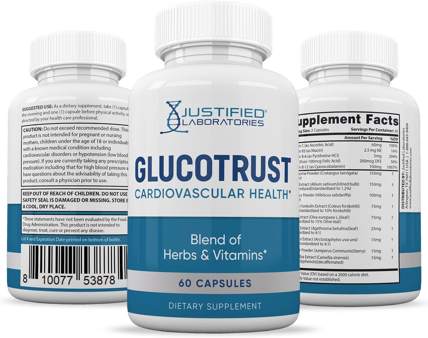 Glucotrust Advanced Formula Supplement Pills 2 Pack - 120 Capsules by Justified Laboratories