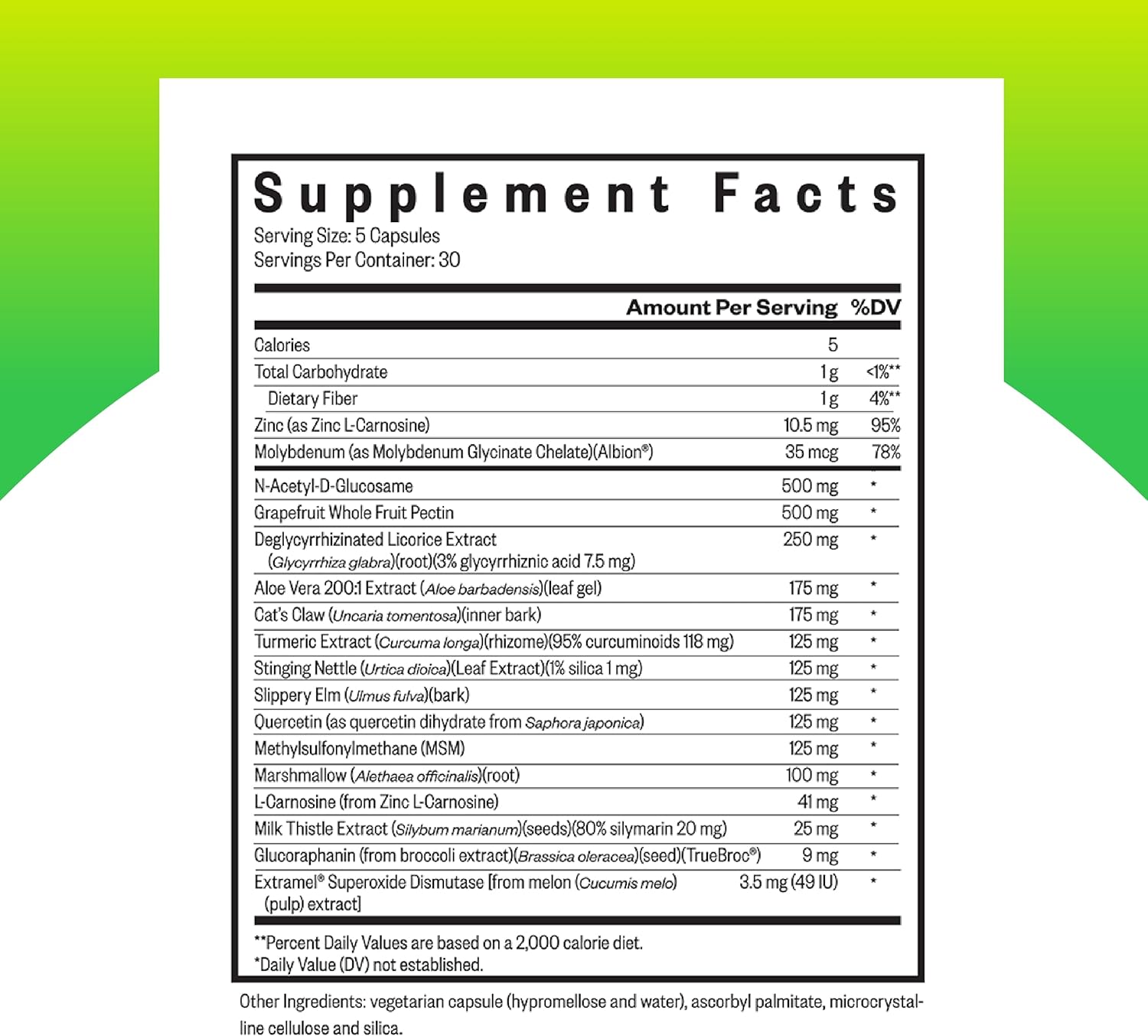 Glutamine-Free Digestive and Gastrointestinal Support Supplement - 150 Capsules