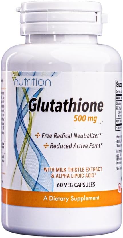 Glutathione 500mg with Alpha Lipoic Acid & Milk Thistle Extract - Natural Dietary Supplement for Radical Neutralization, Cardiovascular Health, and Liver Detox - 100 Capsules Pack