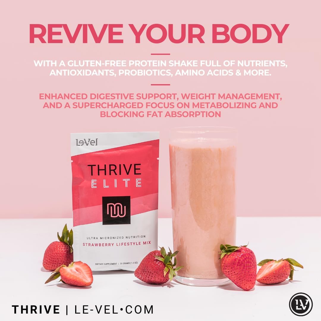 Gluten-Free Elite Protein Shake with BCAAs, Probiotics & Enzymes for Muscle Recovery & Energy - 16 Servings - Strawberry Flavor