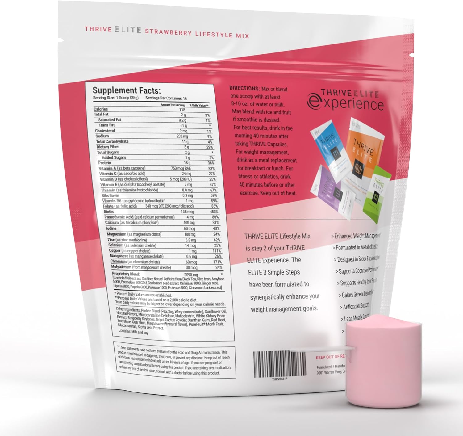 Gluten-Free Elite Protein Shake with BCAAs, Probiotics & Enzymes for Muscle Recovery & Energy - 16 Servings - Strawberry Flavor