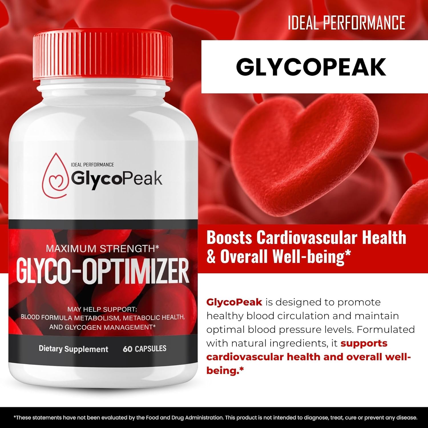 Glyco Peak Health Support Supplement Capsules - Maximum Strength Formula for Ideal Performance & Wellness (60 Capsules)