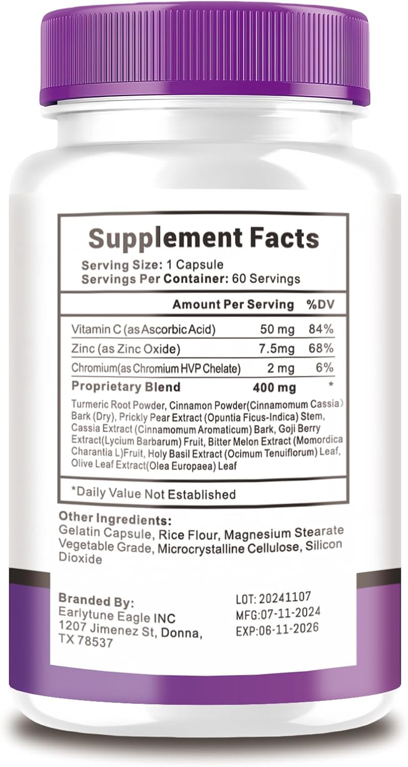 GlycoBoost Capsules - Natural Blood Support Formula for Healthy Levels, Vessel Cleaner and Optimizer (60 ct)