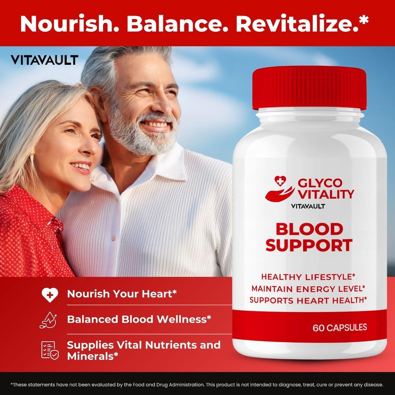 GlycoVitality Support Supplement Capsules - Maximum Strength Formula for Health & Wellness (60 Pills)