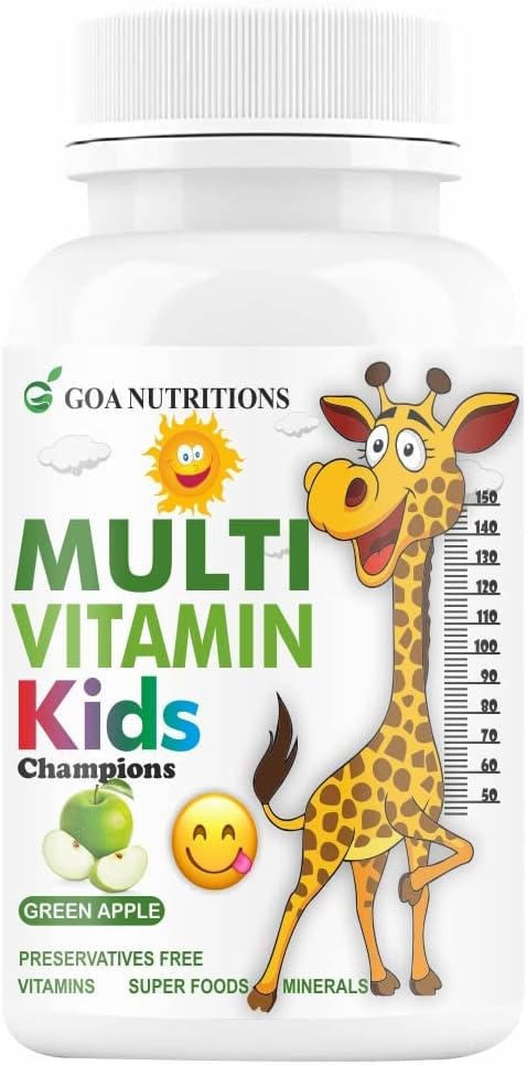 GOA NUTRITIONS Organic Touch Multivitamin for Kids with Vitamin C, D, E, B12, and Zinc - 60 Chewable Tablets for Growth, Development, Bone Health, and Immunity