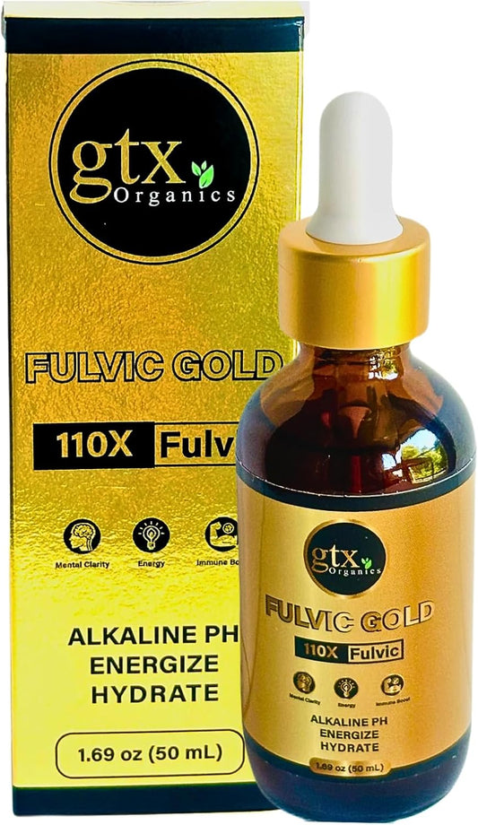 Gold Color Fulvic Trace Mineral Drops - 74 Highly Alkaline Trace Minerals Supplement, 200 Servings, Flavorless, Concentrated & Plant-Based