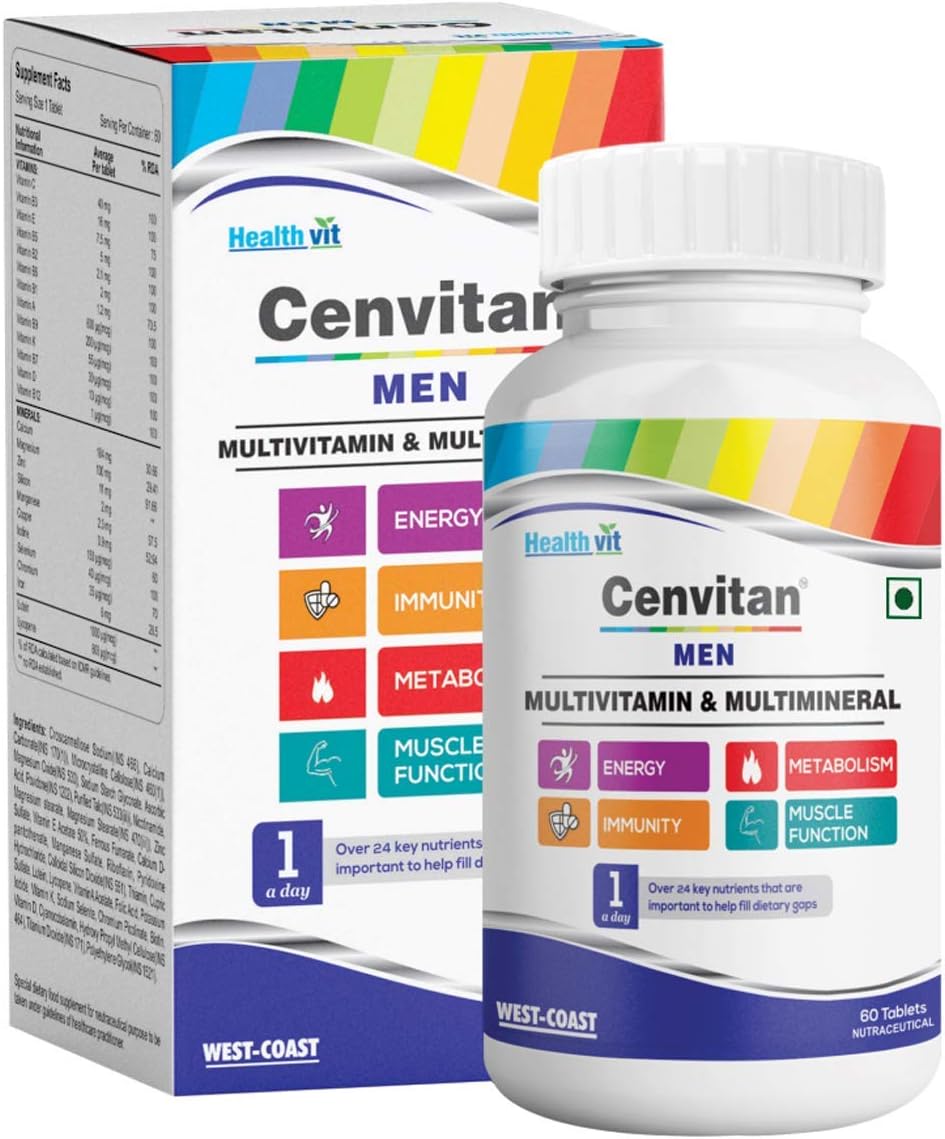 Goldy Cenvitan Men's Multivitamin - 60 Tablets with 24 Nutrients for Energy, Stamina, and Recovery