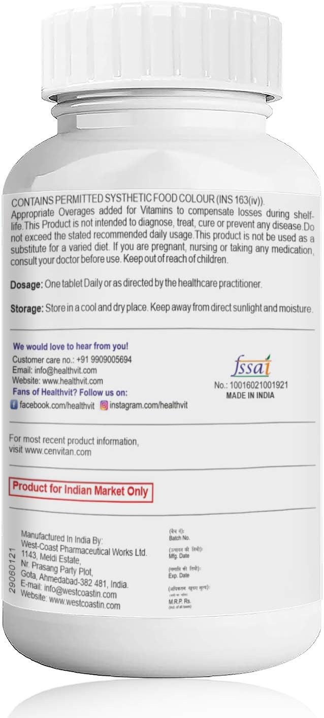 Goldy Cenvitan Men's Multivitamin - 60 Tablets with 24 Nutrients for Energy, Stamina, and Recovery