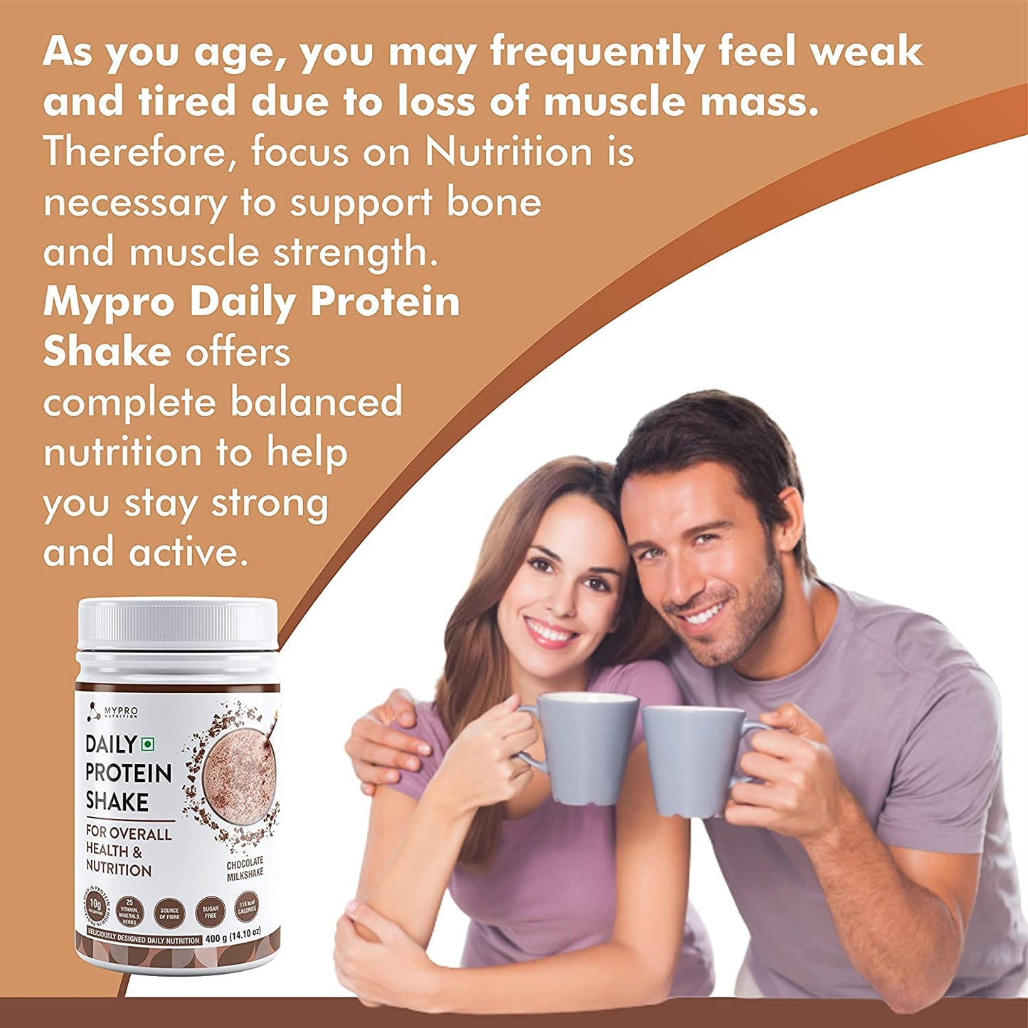 Goldy Daily Protein Shake - Chocolate Milk Flavor, 118 kcal, 25 Vitamins, 400g Serving Size for Men & Women