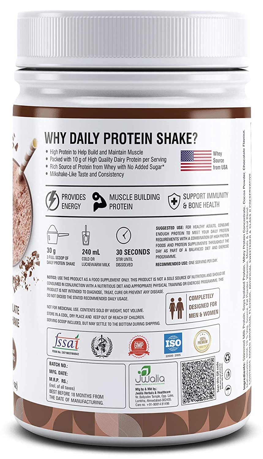 Goldy Daily Protein Shake - Chocolate Milk Flavor, 118 kcal, 25 Vitamins, 400g Serving Size for Men & Women