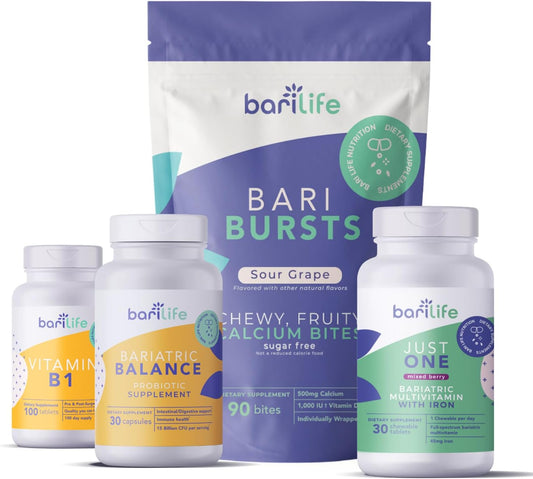 Grape Flavored Bari Life Post-Op Vitamin & Supplement Starter Kit for Gastric Sleeve & Bypass Patients