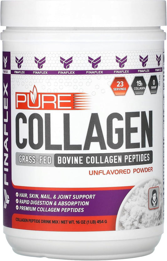 Grass-Fed Bovine Collagen Peptides Powder for Hair, Skin, Nails & Joints - 19g per Serving - 1 lb - Unflavored - 23 Servings