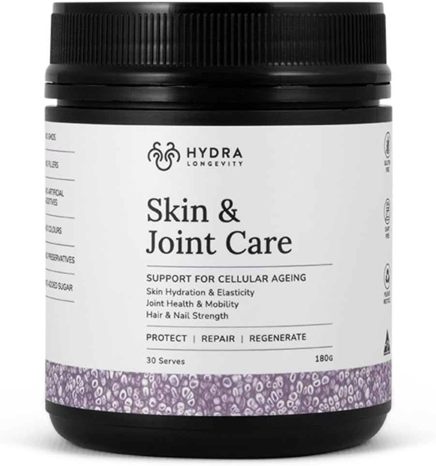 Grass-Fed Hydrolysed Multi-Collagen Peptides Powder with Hyaluronic Acid and Biotin - Vanilla Flavored - 180g (30 Servings)