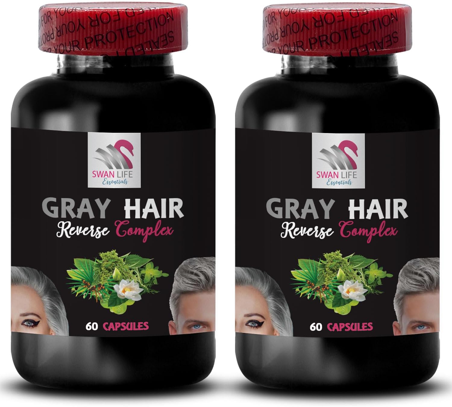 Gray Hair Reversal: Stinging Nettle Root Capsules for Hair Rejuvenation and Color Enhancement - 2 Bottles, 120 Capsules
