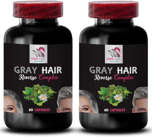 Gray Hair Reversal: Stinging Nettle Root Capsules for Hair Rejuvenation and Color Enhancement - 2 Bottles, 120 Capsules