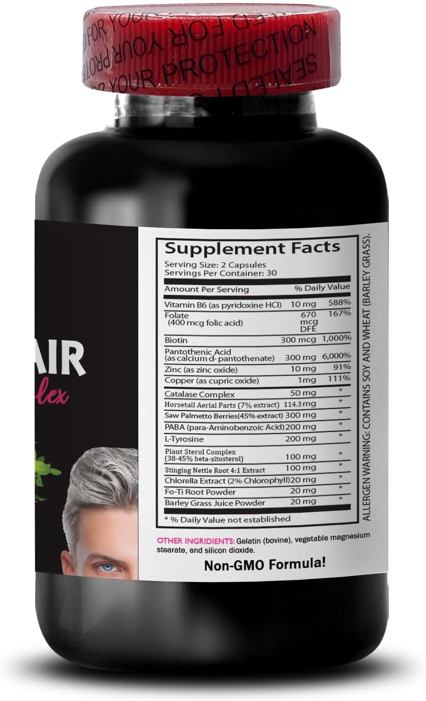 Gray Hair Reversal: Stinging Nettle Root Capsules for Hair Rejuvenation and Color Enhancement - 2 Bottles, 120 Capsules
