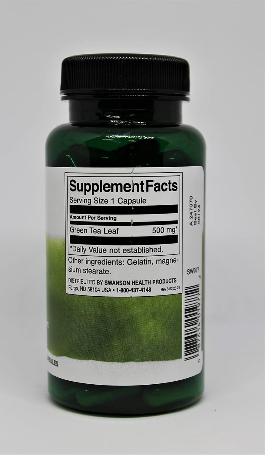 Green Tea Extract Supplement: 500 MG Powder Capsules for Weight Management - Antioxidant Rich - 100 Capsules x 4 Pack