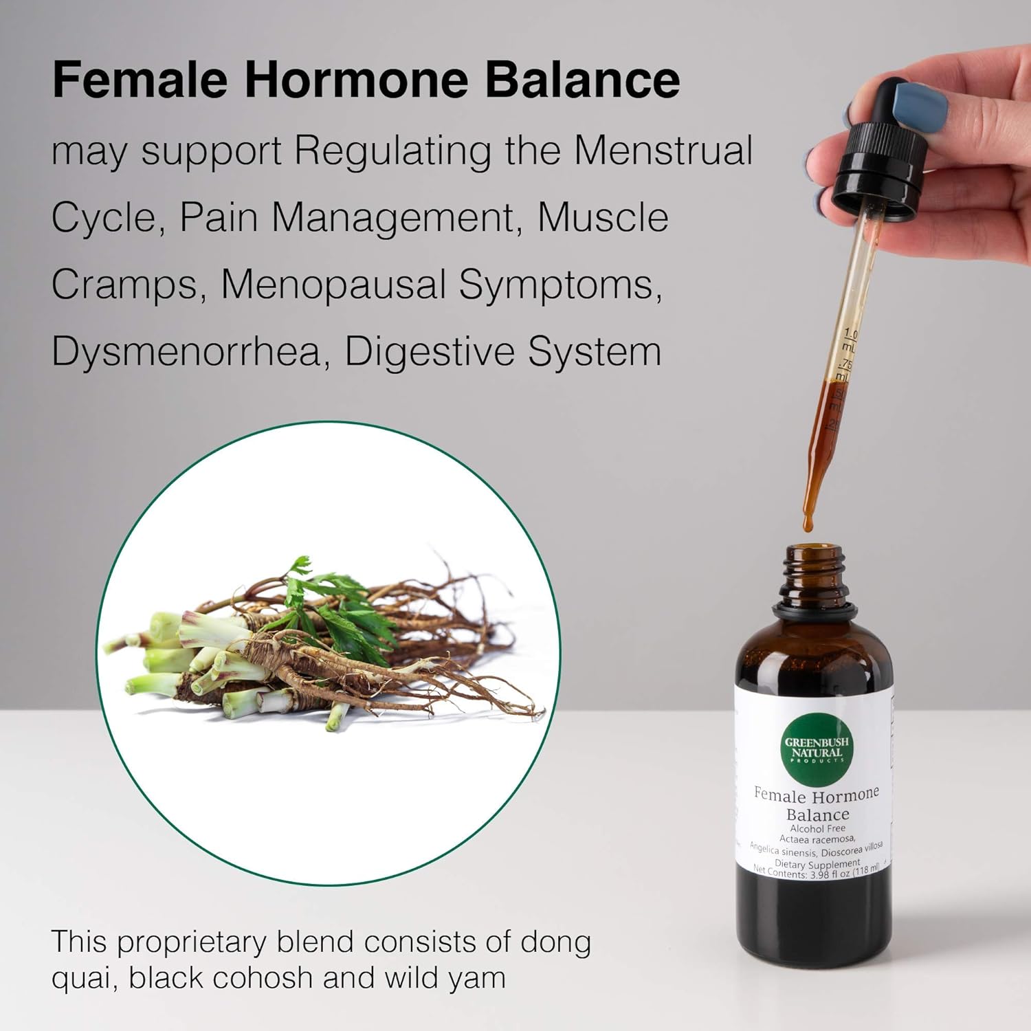 Greenbush Natural Products Female Hormone Balance Liquid Extract - 4 oz, 240 Doses - Supports Reproductive Health, Menstrual Cycle, Menopause Symptoms