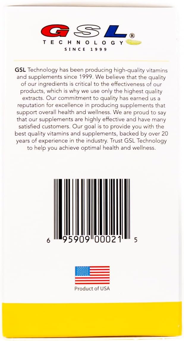 GSL Technology Vitamin D3 Supplement 2000 IU Softgels for Bone Health - 60 Count - Made in USA