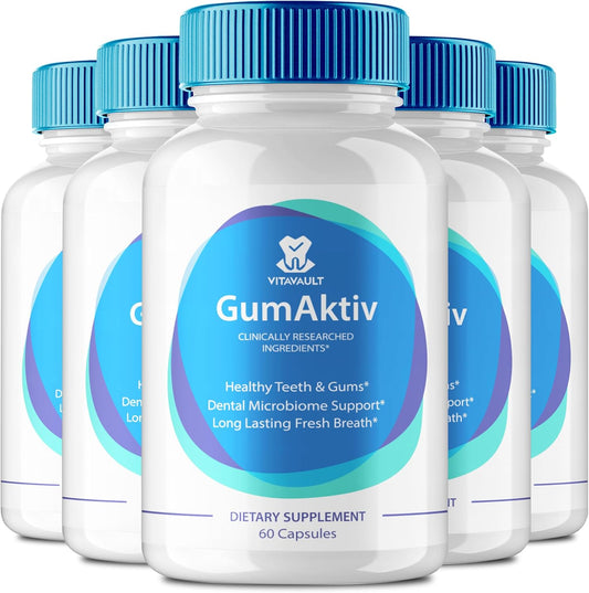 GumAktiv Capsules: All-Natural Dental & Gum Health Formula - Vitamins & Minerals for Oral Protection - 5 Pack