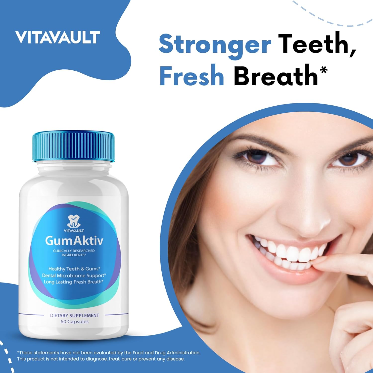 GumAktiv Capsules: All-Natural Dental & Gum Health Formula - Vitamins & Minerals for Oral Protection - 5 Pack