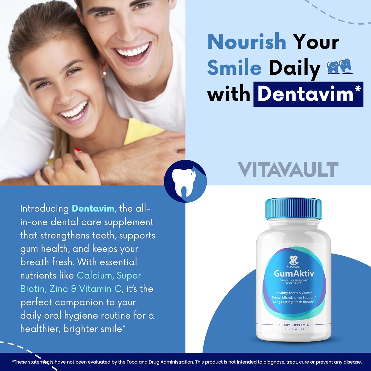 GumAktiv Capsules: All-Natural Dental & Gum Health Formula - Vitamins & Minerals for Oral Protection - 5 Pack
