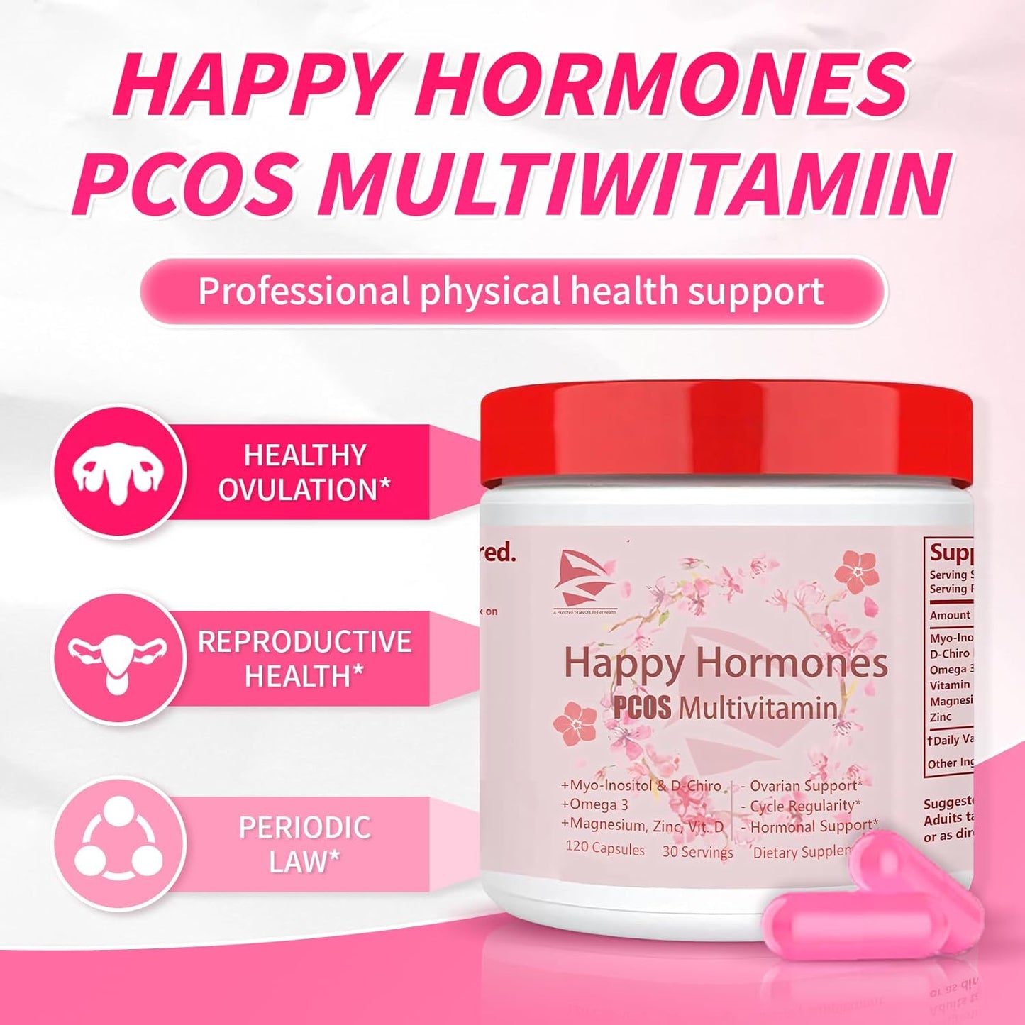 HAIION 2024 PCOS Multivitamin for Women - Hormone Balance Support Supplement with Menopause and Mood Support - PMS Relief - 240 Capsules (Pack of 2)