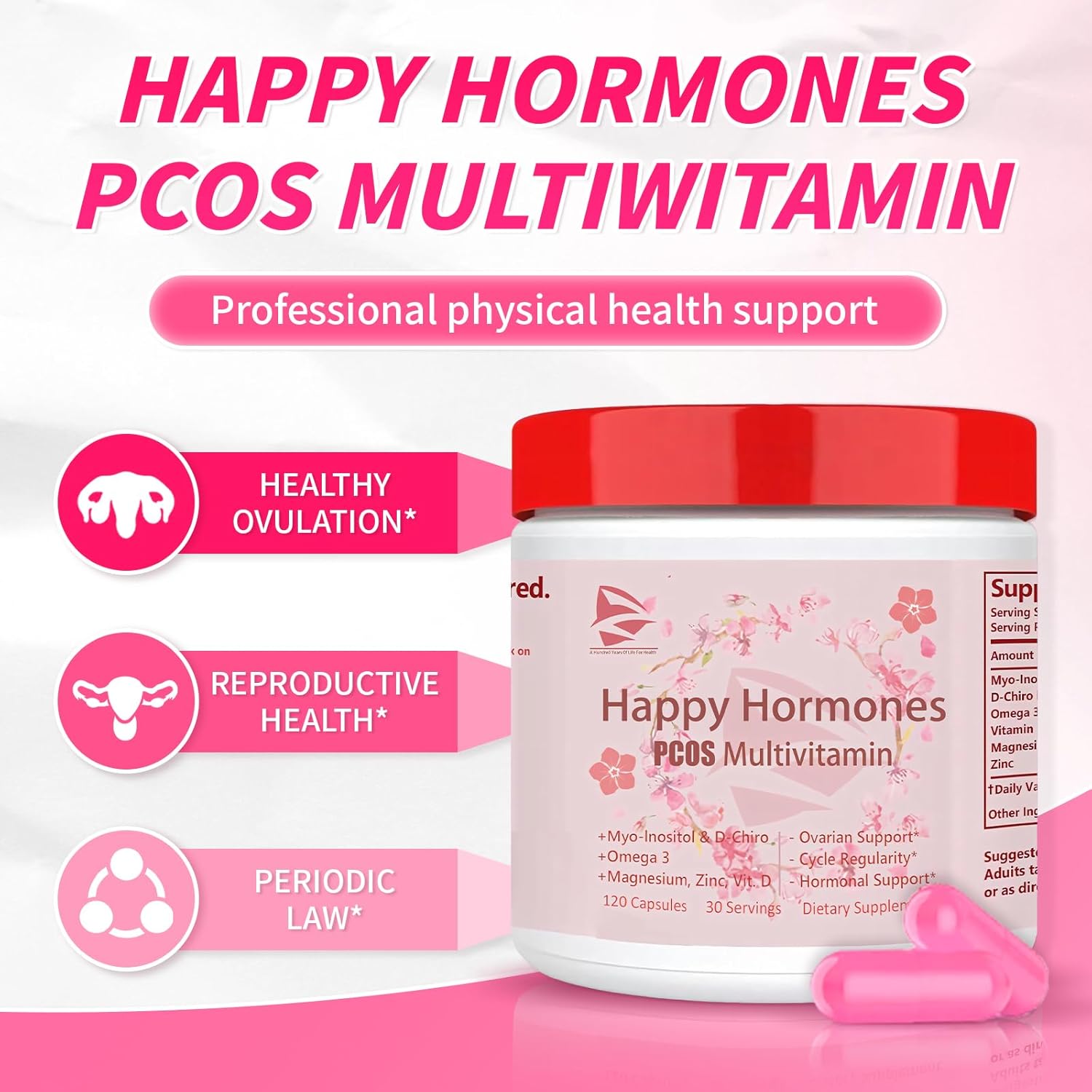 HAIION 2024 PCOS Multivitamin for Women - Hormone Balance Support Supplement with Menopause and Mood Support - PMS Relief - 240 Capsules (Pack of 2)