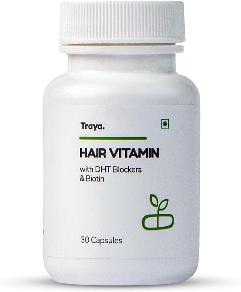 Hair Growth Multivitamin Capsules with Natural DHT Blocker, Biotin, Vitamins, Iron, Omega 3 & Bhringraj - 30 Hair Fall Control Supplements