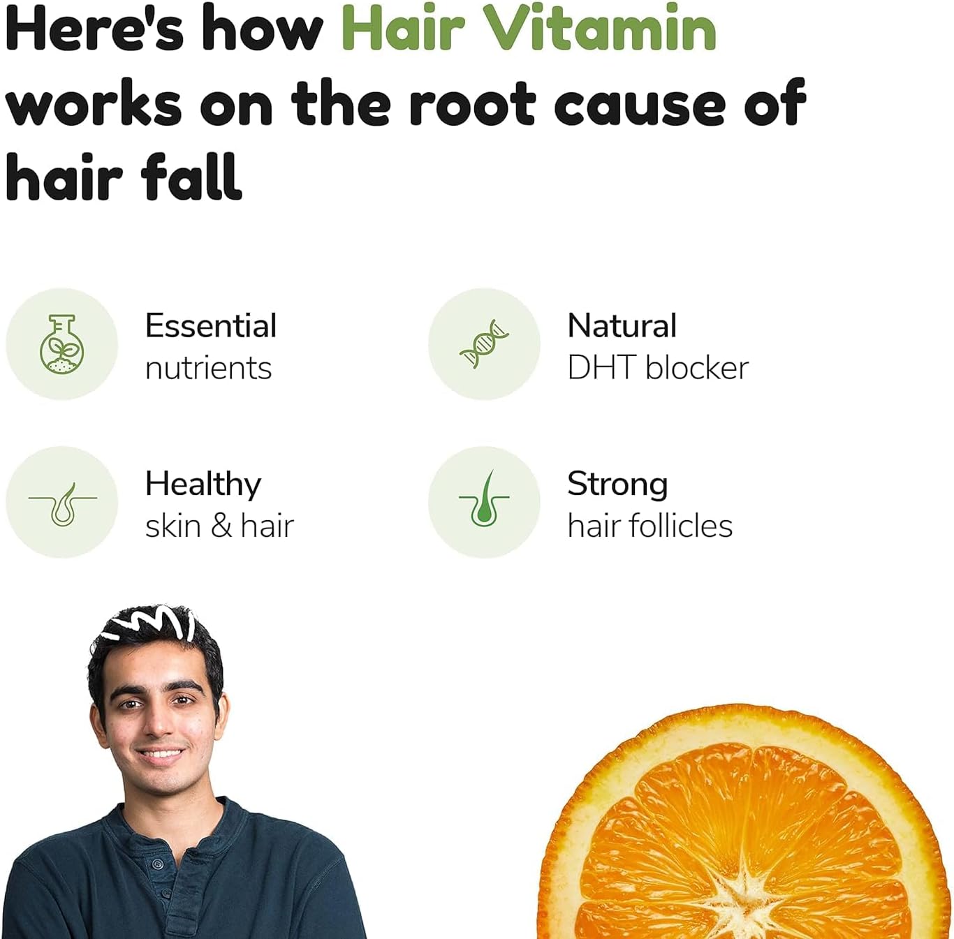 Hair Growth Multivitamin Capsules with Natural DHT Blocker, Biotin, Vitamins, Iron, Omega 3 & Bhringraj - 30 Hair Fall Control Supplements