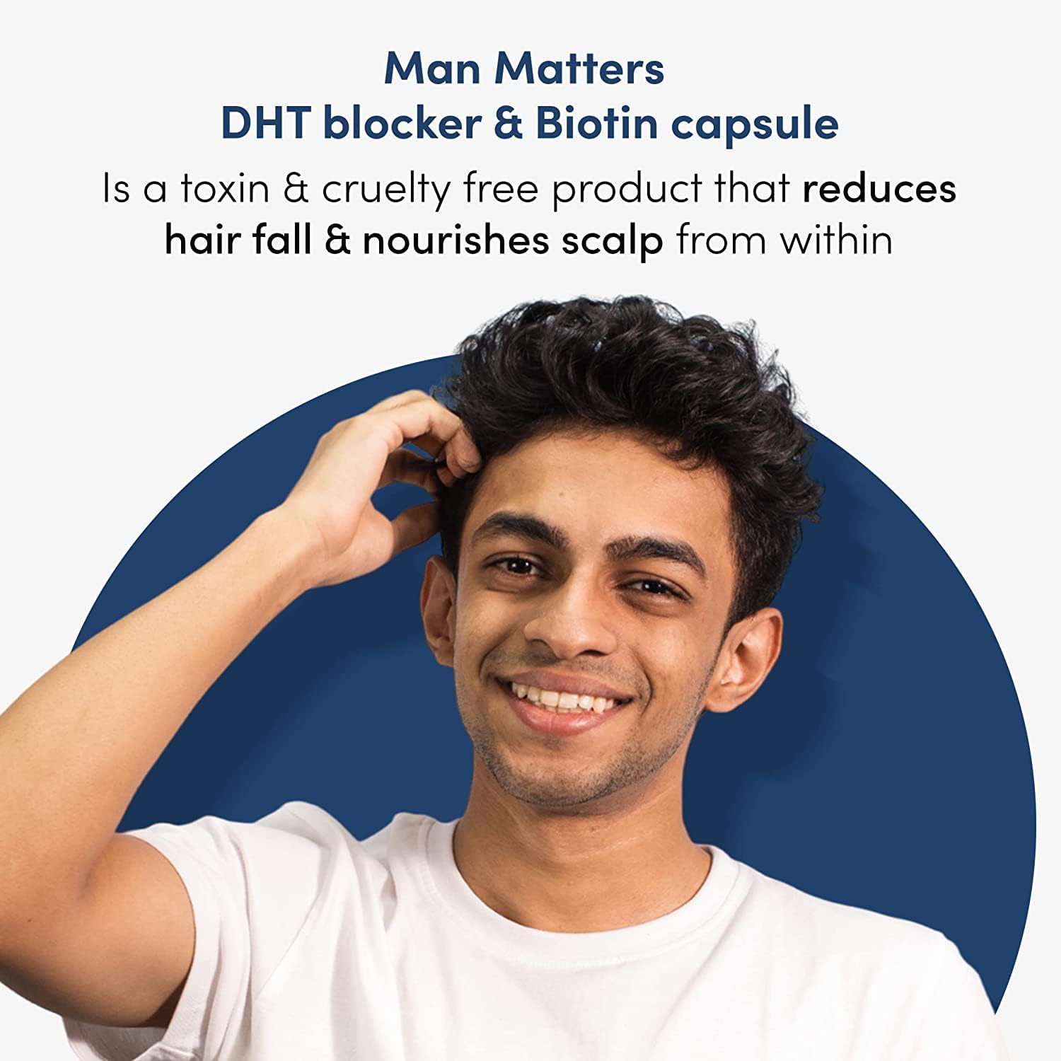 Hair Growth Supplement with DHT Blocker and Biotin - Reduces Hair Fall and Boosts Follicle Health - 60 Capsules