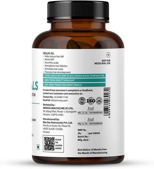 Hair Growth Supplement with DHT Blocker, Biotin, Beta-Sitosterol & Nettle Root Extract - 60 Tablets for Men & Women