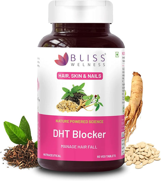 Hair Growth Supplement with DHT Blocker, Biotin, Pumpkin Seed, Green Tea Extract - 60 Tablets for Men & Women - Reduce Hair Fall, Stimulate Growth