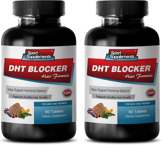 Hair Growth Support Vitamins with DHT Blocking Formula for Men - Enhanced with He Shou Wu Extract and Biotin - Advanced Trichology Support - 120 Tablets